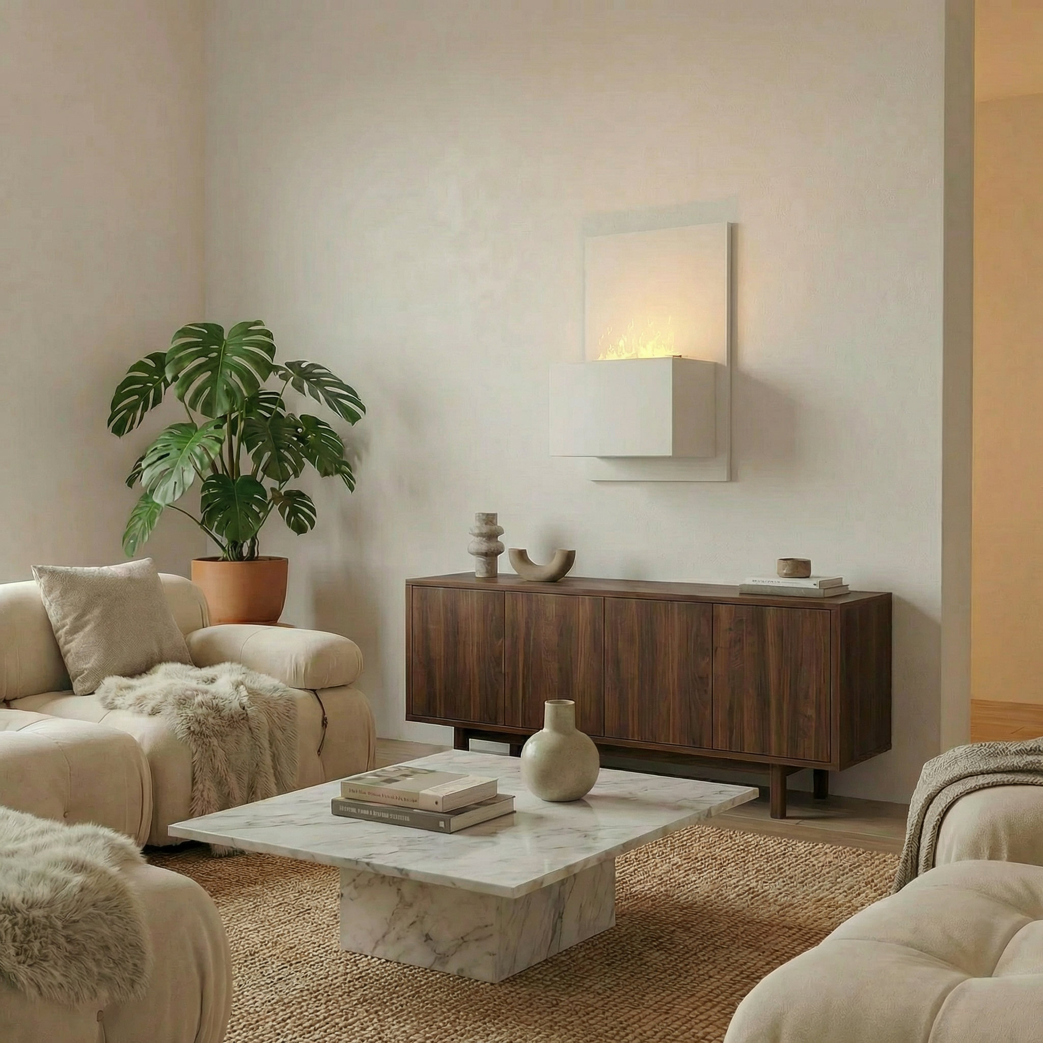 Brekke - Wall-mounted Water Vapour Fire in White