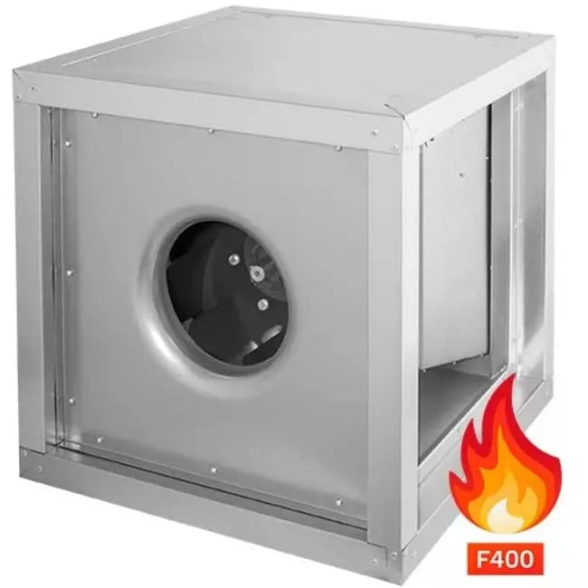 RUCK MPC high-temperature insulated fan box for restaurants with external motor, grease drip tray, and multiple air connection options