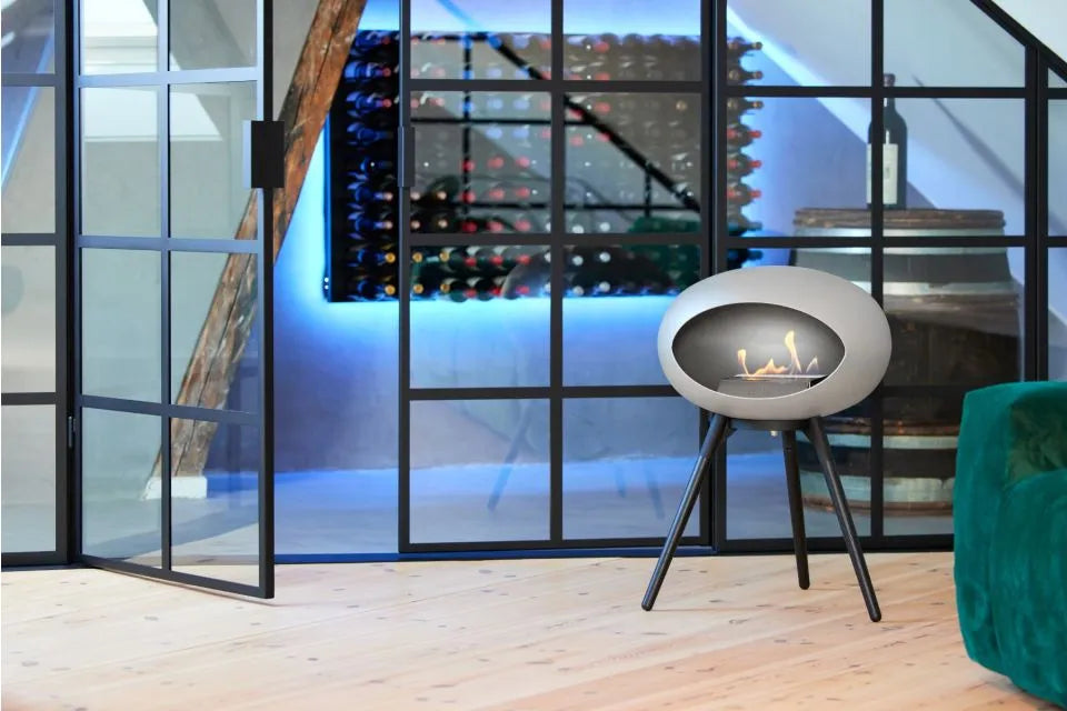 Freestanding Bioethanol Fireplace Le Feu Dome Ground Low - Nickel