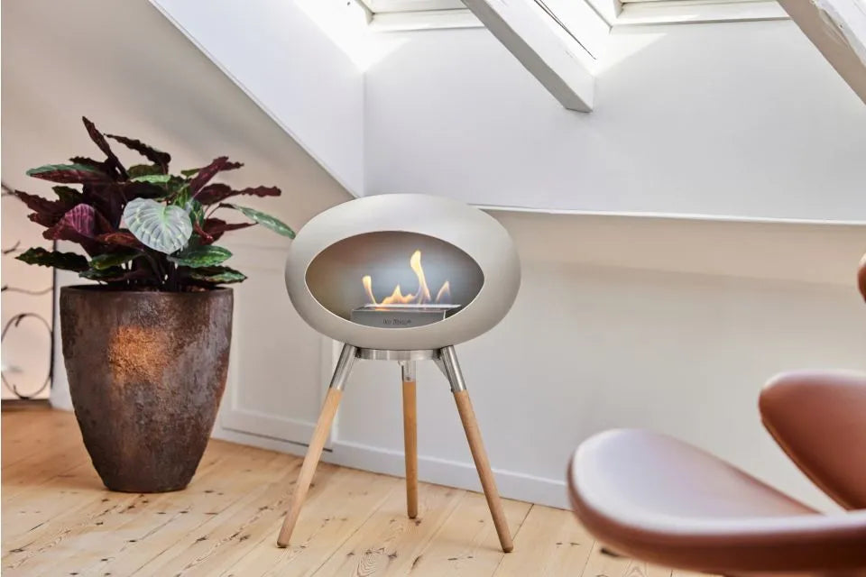 Freestanding Bioethanol Fireplace Le Feu Dome Ground Low - Nickel