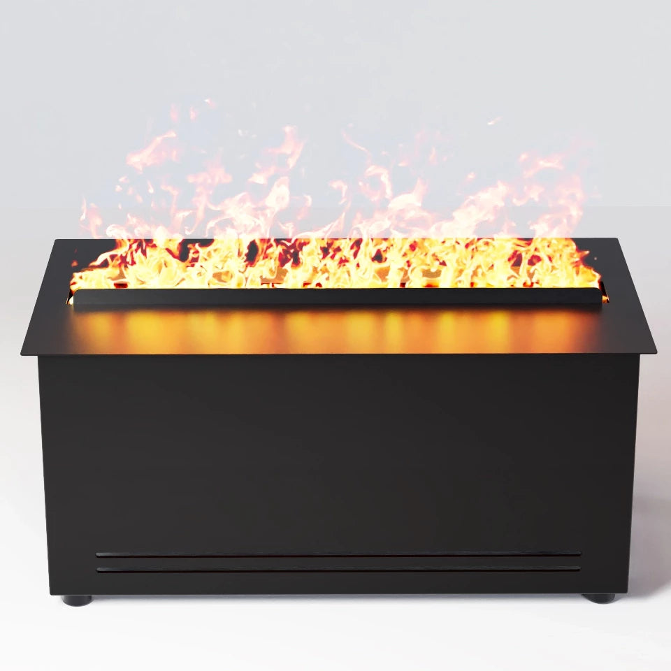 AquaFire Base 40 Opti-myst fireplace insert with realistic flame effect created by water vapor and LED lights.