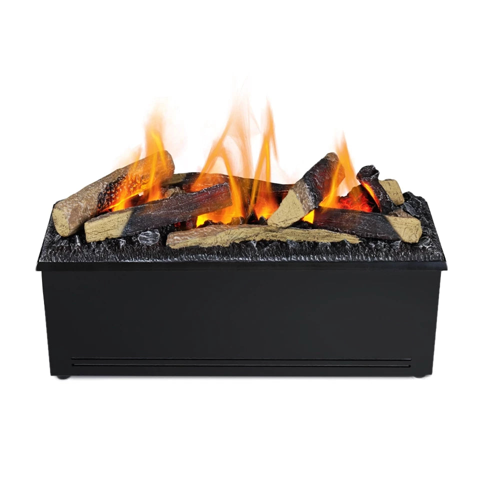 AquaFire Base 60 Logs Opti-myst fireplace insert with realistic water vapor flame effects and decorative logs.
