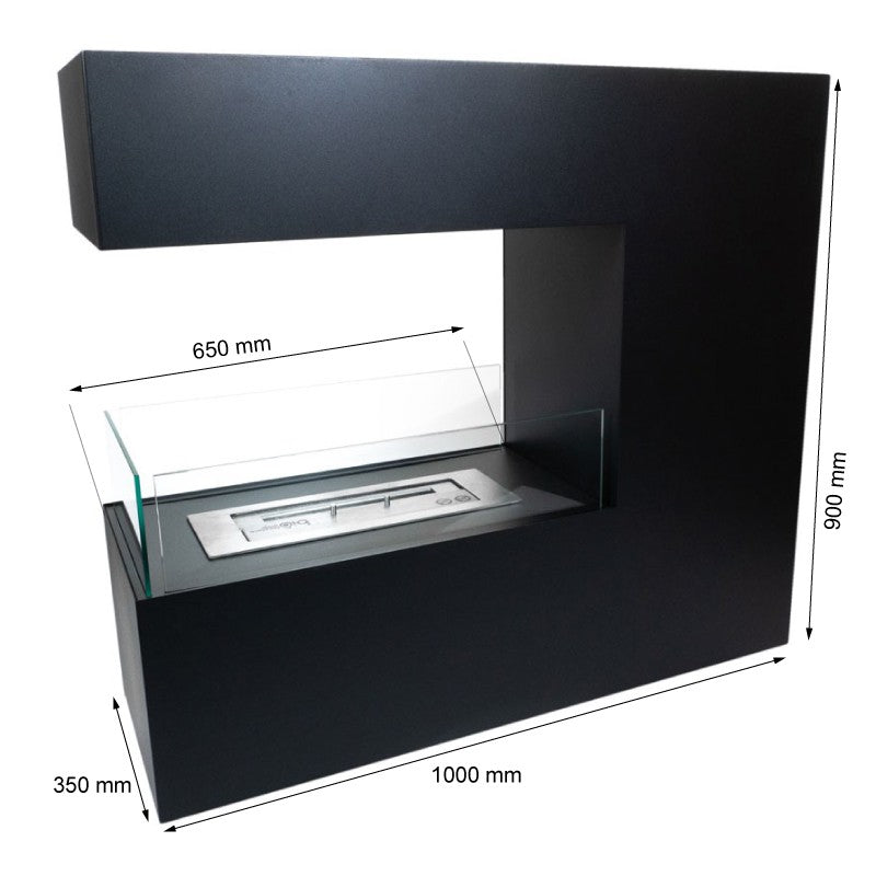 Topeka Black - 3-Sided Bio Fireplace in Steel