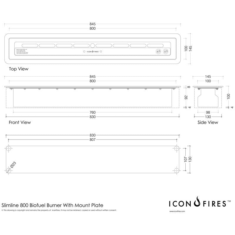 Icon Fires Slimline Burner - 80 cm