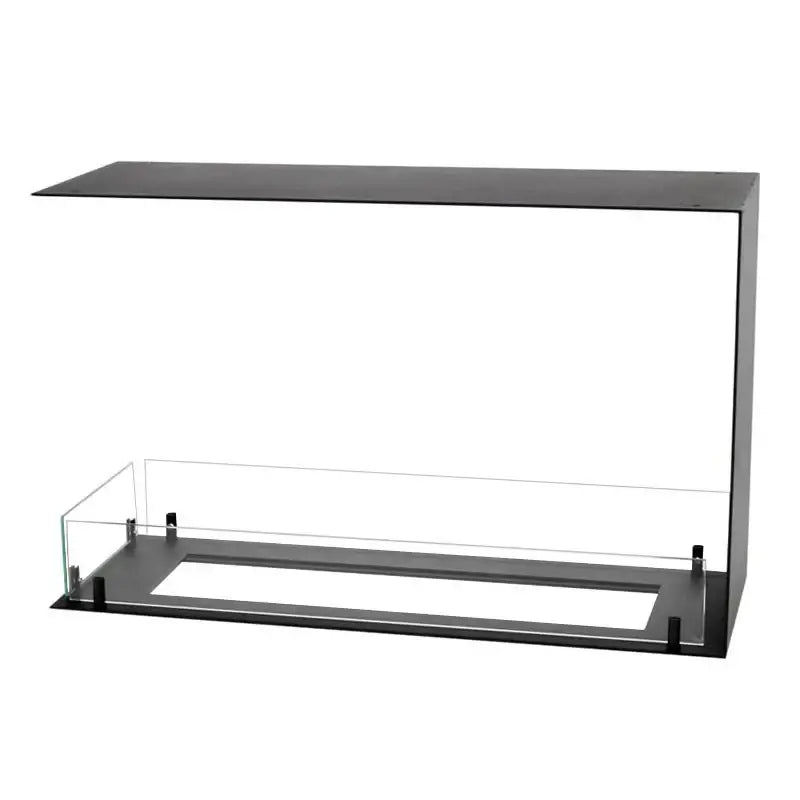 Modern black bioethanol fireplace insert with glass panel for elegant home decor and efficient heating.