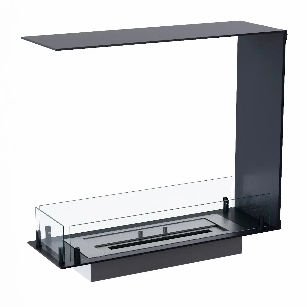 Sleek Foco Room Divider 600 Slim bioethanol fireplace insert with glass sides for a modern interior.