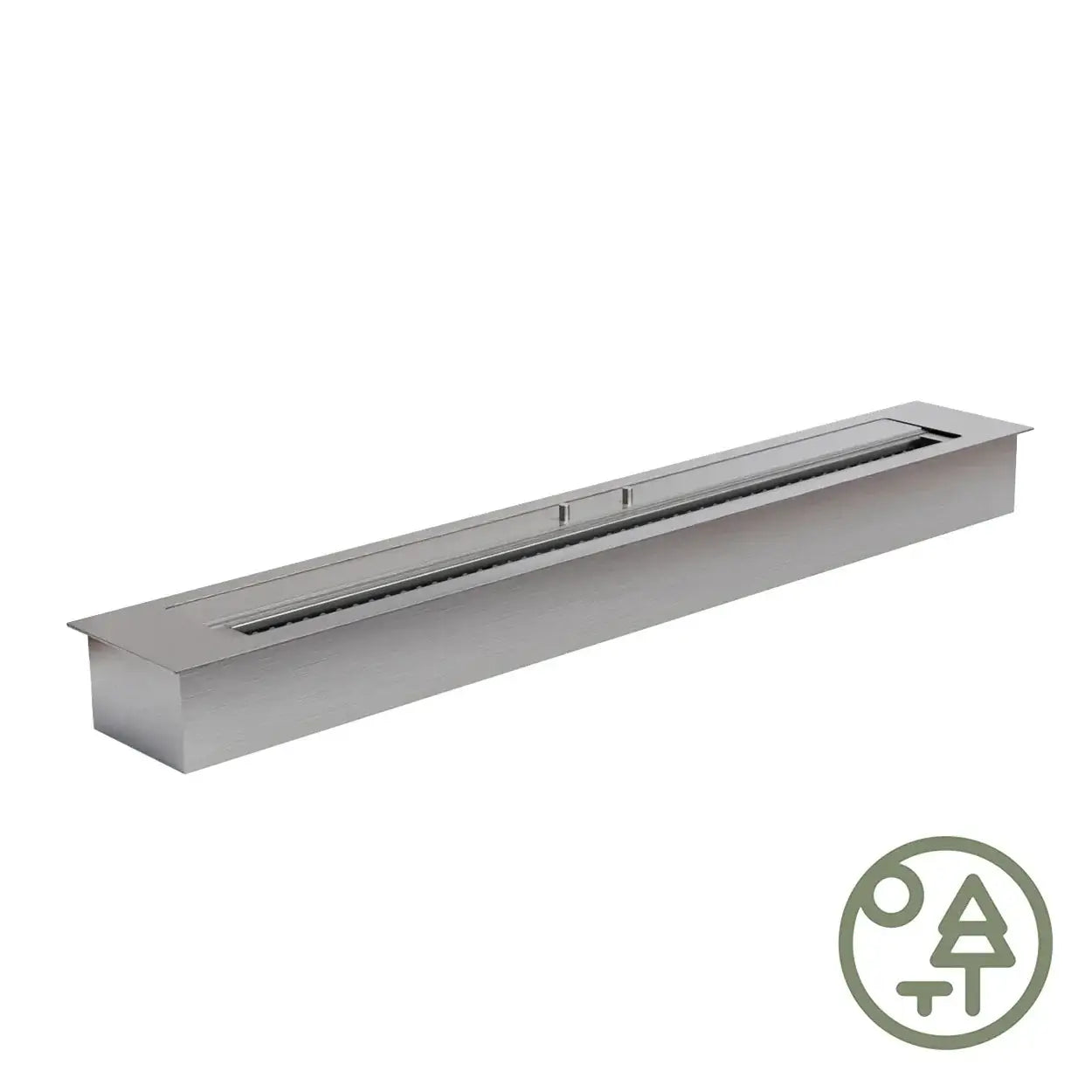 4 litre outdoor bioethanol burner in stainless steel, measuring 80 cm wide, ideal for DIY fireplace projects.