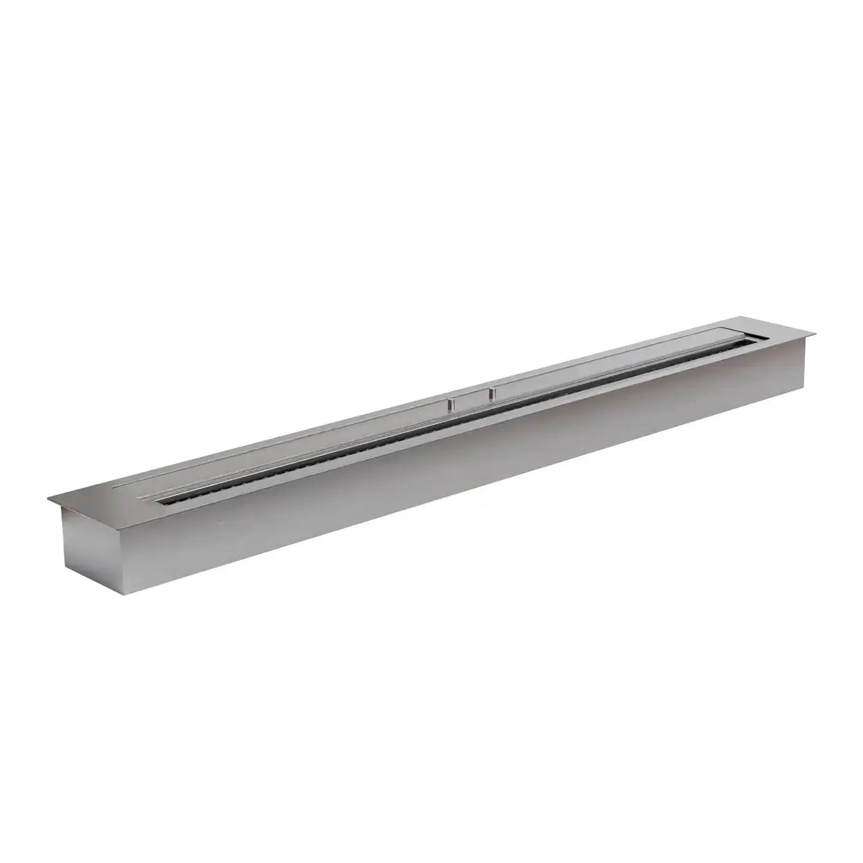 Sleek stainless steel bioethanol fireplace insert, perfect for modern living spaces and designed for built-in installations.