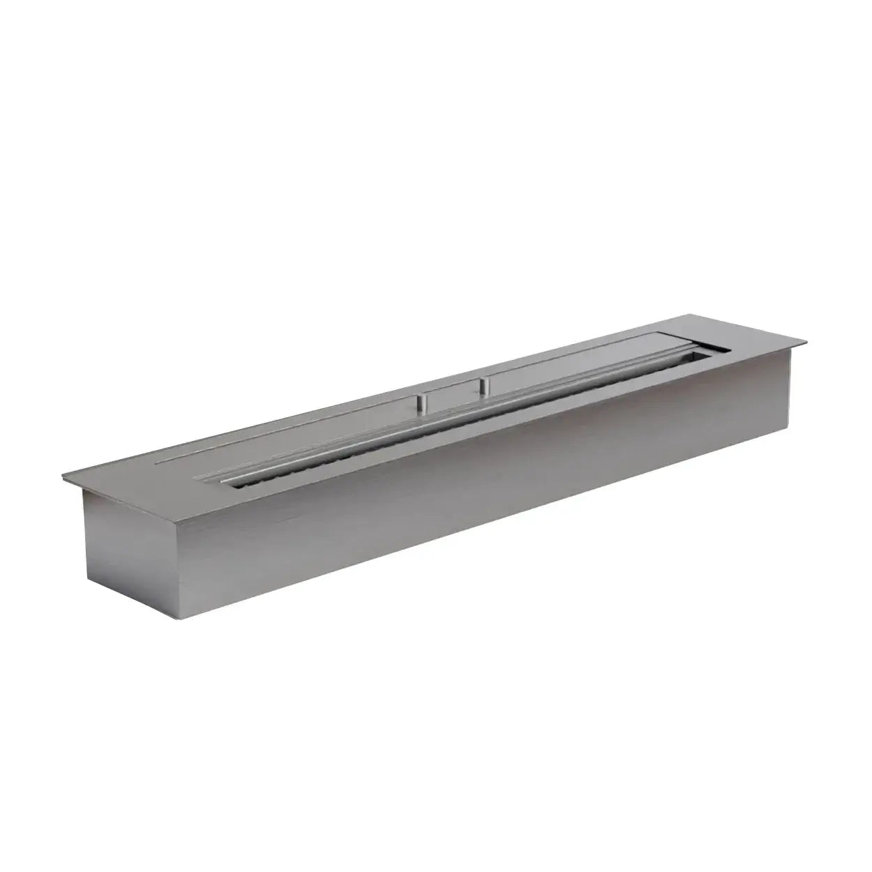 Sleek bioethanol fire insert with stainless steel finish, perfect for creating a modern fireplace design.