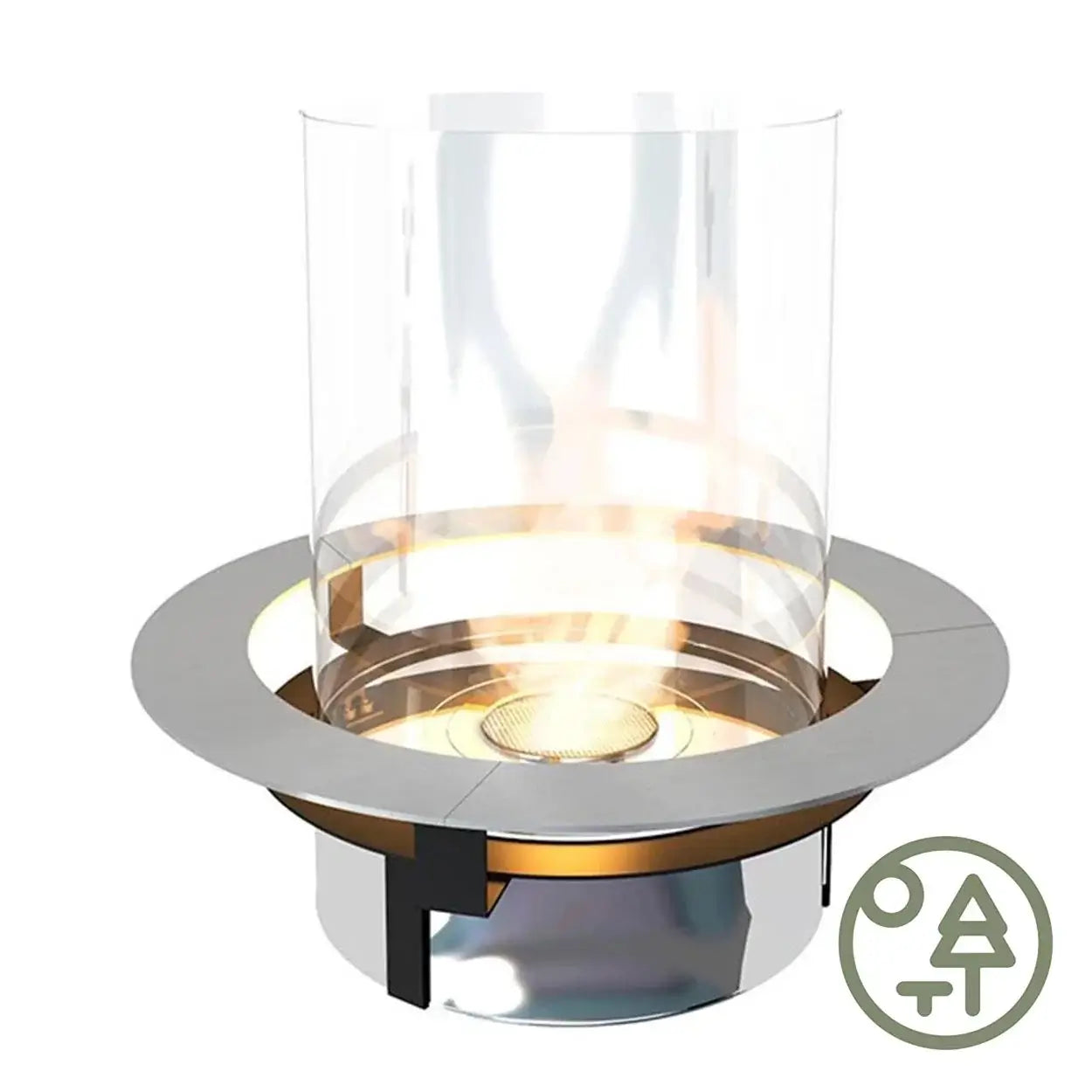 Planika Rondo Commerce Insert bio-ethanol fireplace, modern design with glass, perfect for indoor and outdoor use.