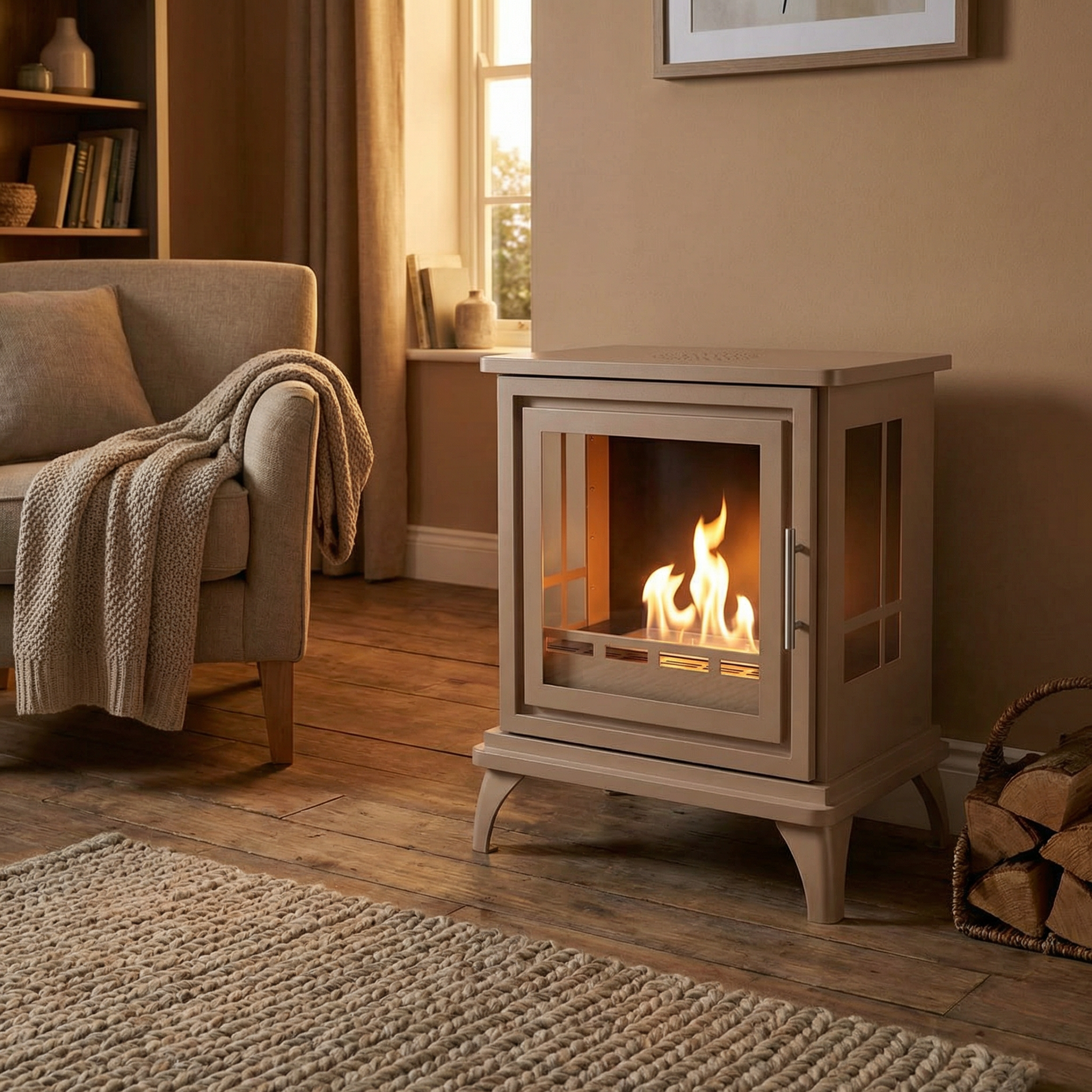 Nashville – Grey Beige Freestanding Bioethanol Stove