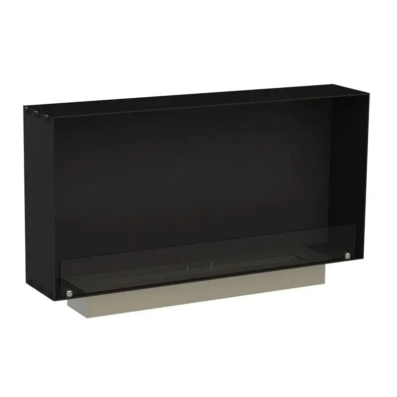 Sleek black bioethanol fireplace Foco One 1000 Slim designed for wall installation with adjustable flame control.