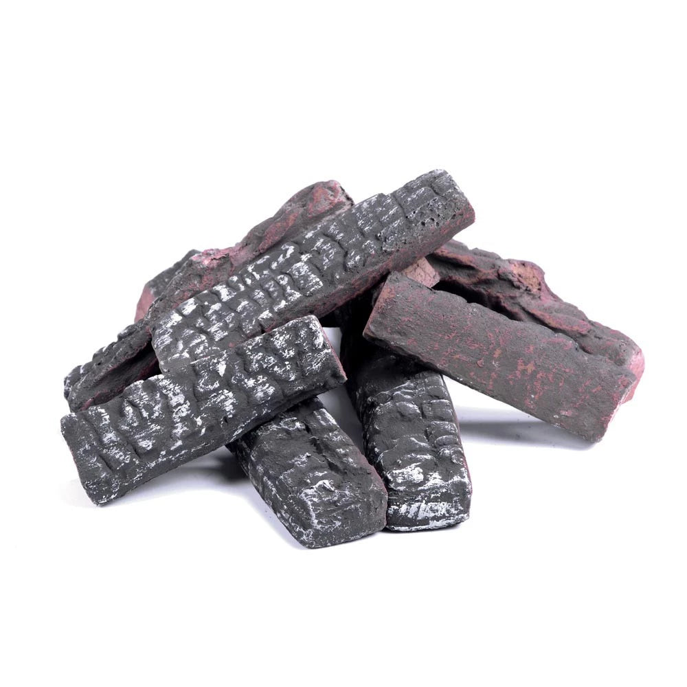 Ceramics Wood 8 pcs - decorative ceramic logs for bio fireplace in various sizes, enhancing fireplace aesthetics.