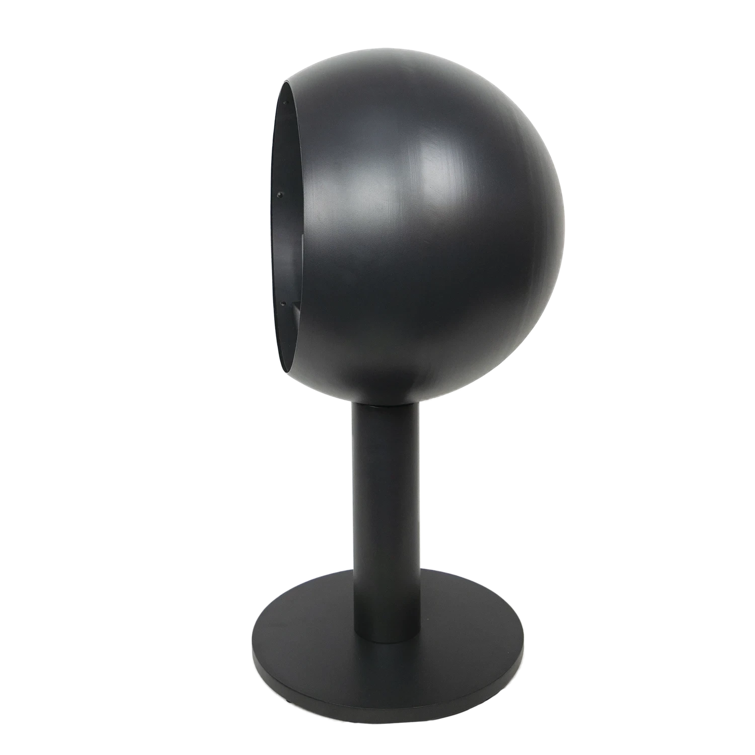 Edmonton freestanding bioethanol fireplace with a sleek black sphere design for stylish indoor ambiance.