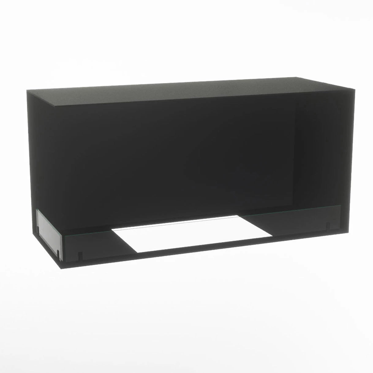 Foco Myst Corner Left 1000 fireplace design featuring modern black finish and sleek vapor flame technology.