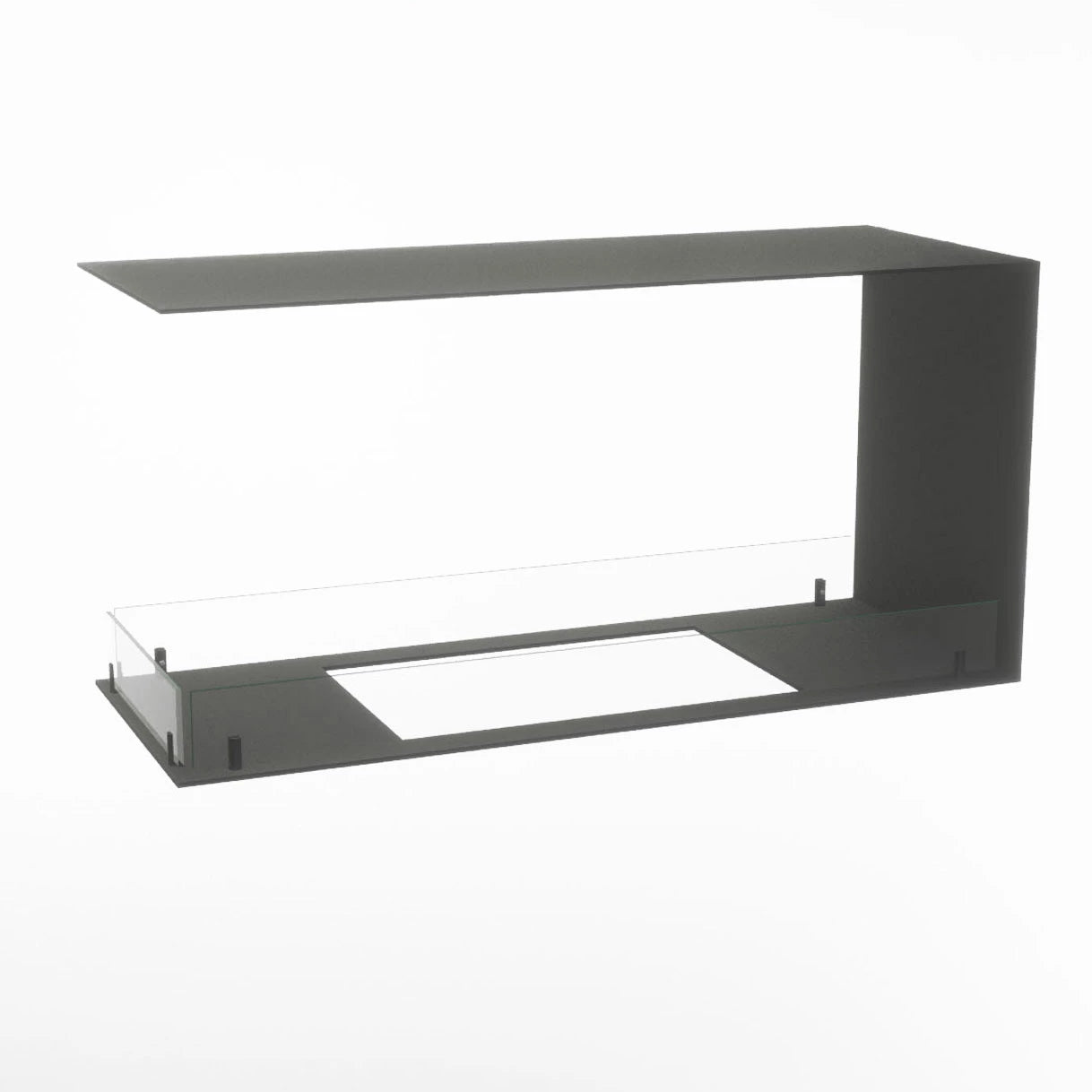 Foco Myst Room Divider 1000 modern design, sleek black fireplace using water vapor for safe ambiance.