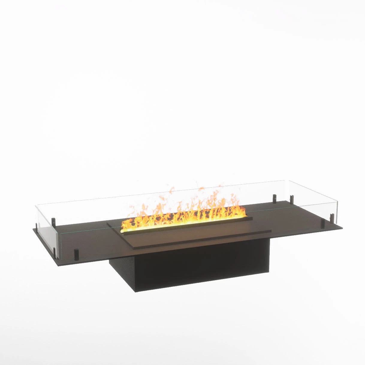 Foco Myst Free 1000 modern water vapour fireplace with realistic flames and sleek design.