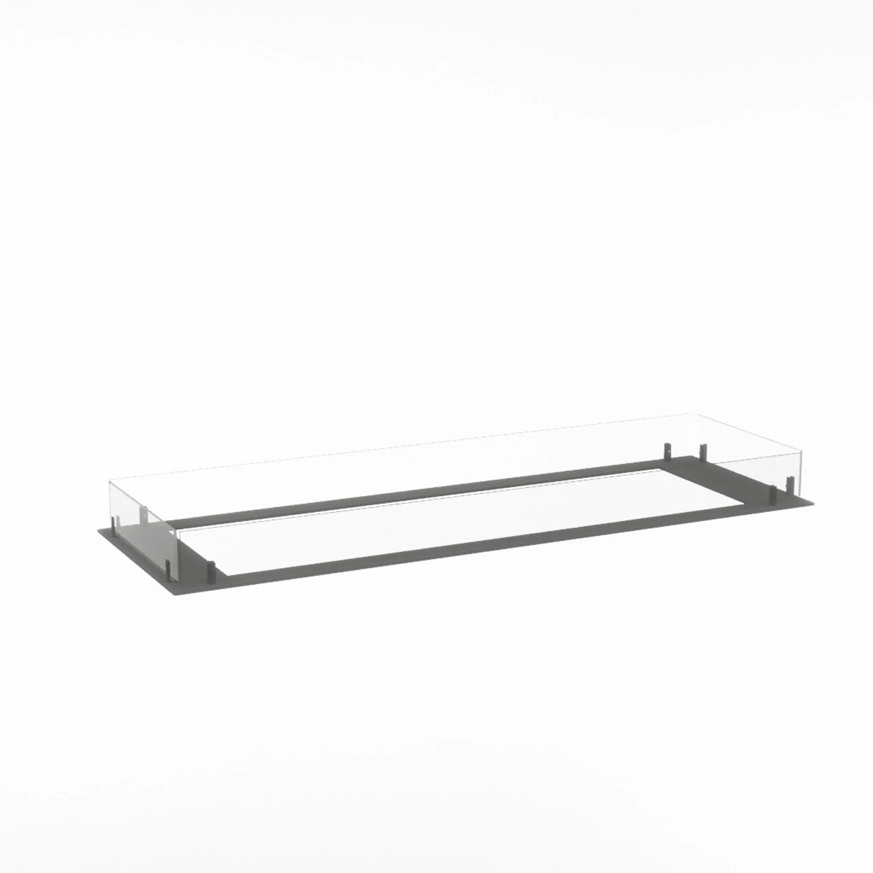 Foco Myst Free 1200 fireplace base with glass cover, showcasing modern design and eco-friendly features.