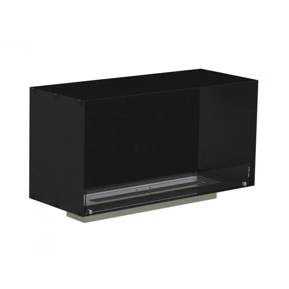 Modern bioethanol fireplace insert with sleek black design, ideal for in-wall installation and creating a cozy atmosphere.