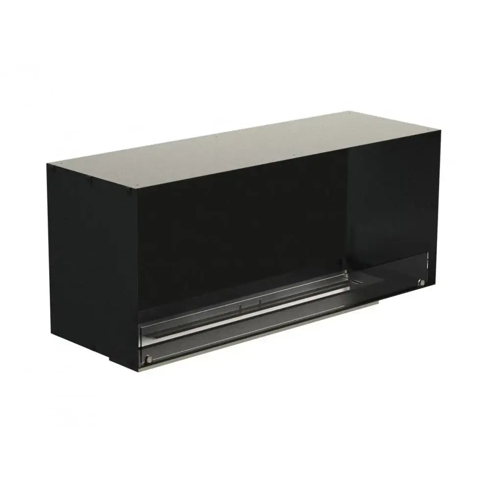 Bioethanol fireplace insert Foco One 1200, built-in with sleek black design for modern interiors.