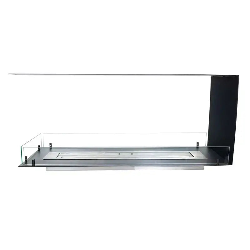 Contemporary bioethanol fireplace insert with stainless steel and glass design, perfect for modern room division.