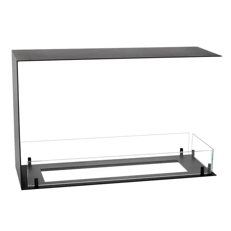 Bioethanol fireplace insert design with glass panel and modern black finish for stylish room décor.