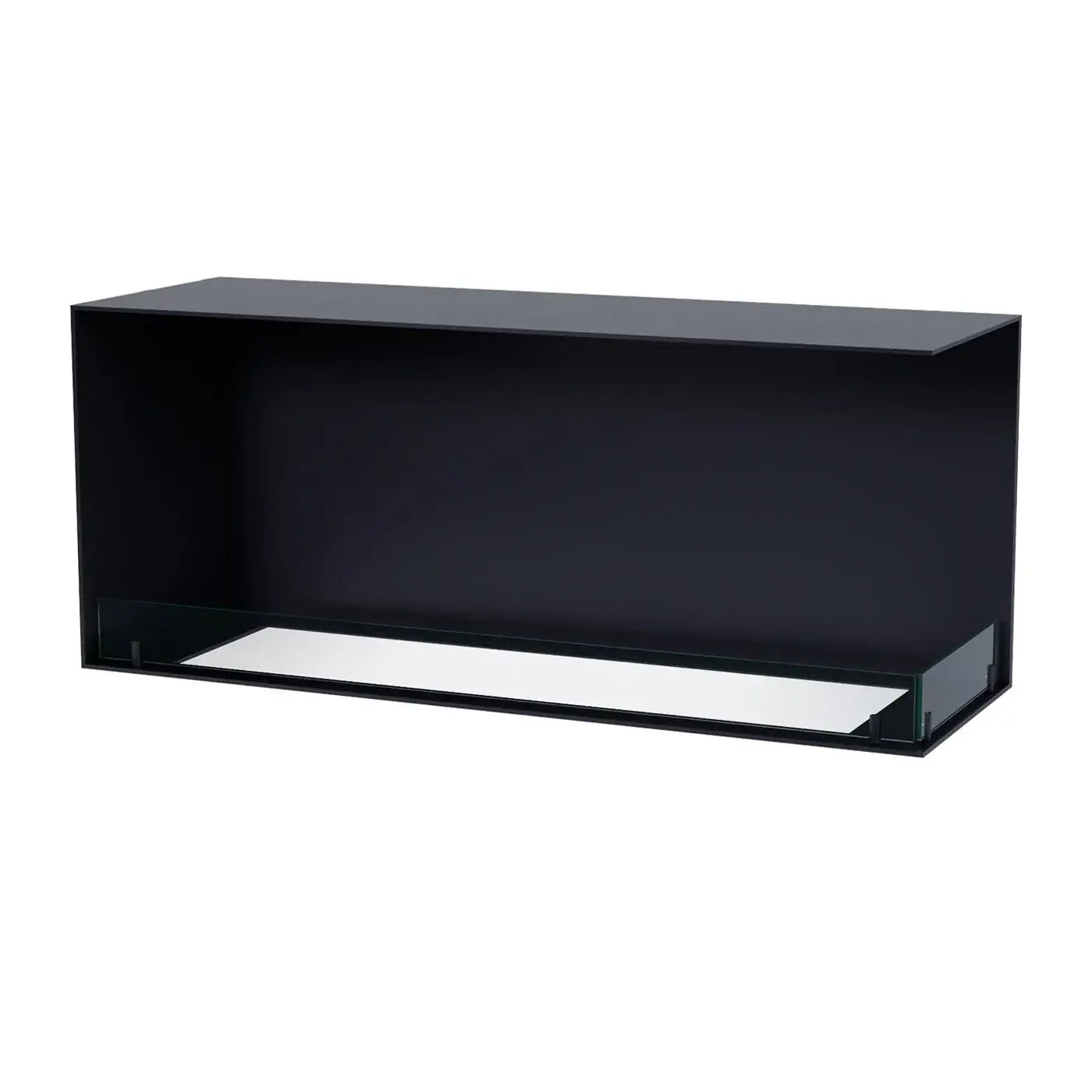 Premium built-in bioethanol fireplace insert in sleek black design, perfect for modern home aesthetics.