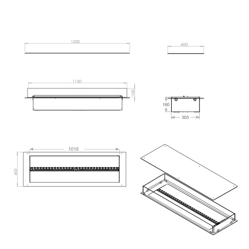Foco Myst Four 1200 Fireplace Insert with Dimplex Cassette