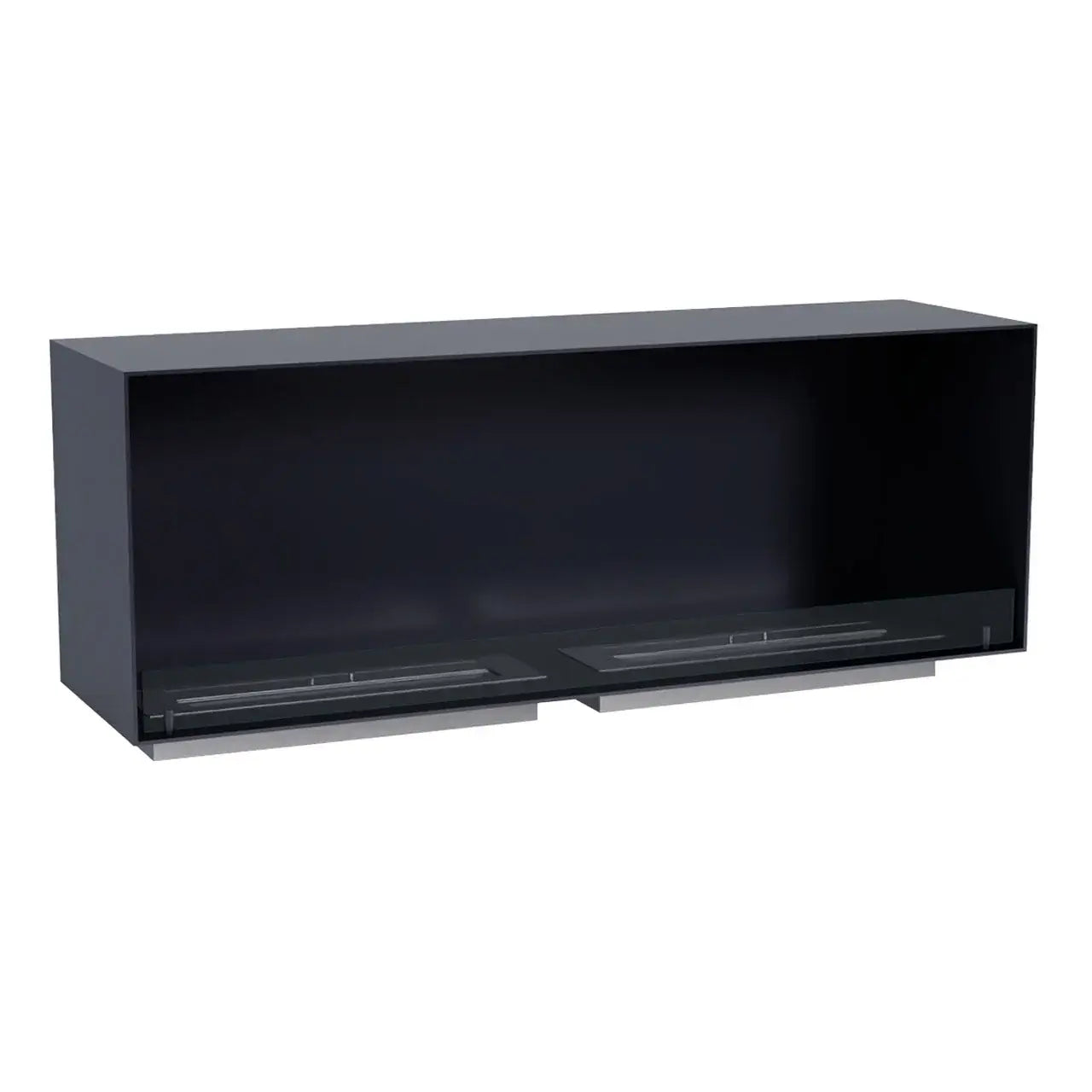 Foco One 1400 Double built-in bioethanol fireplace insert with open front design in sleek black finish.