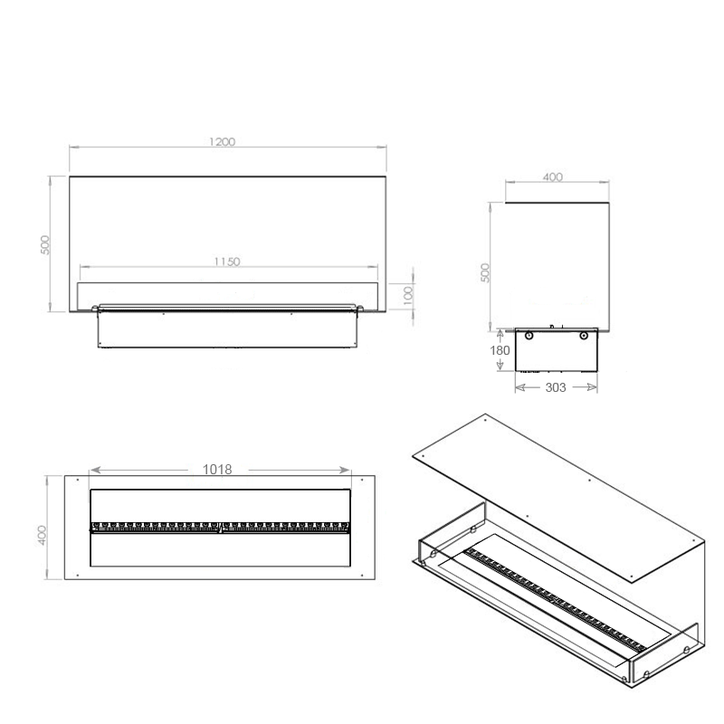 Foco Myst Three 1200 Fireplace Insert with Dimplex Cassette
