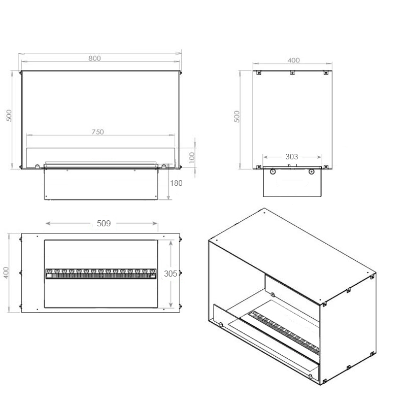 Foco Myst Two 800 Fireplace Insert with Dimplex Cassette