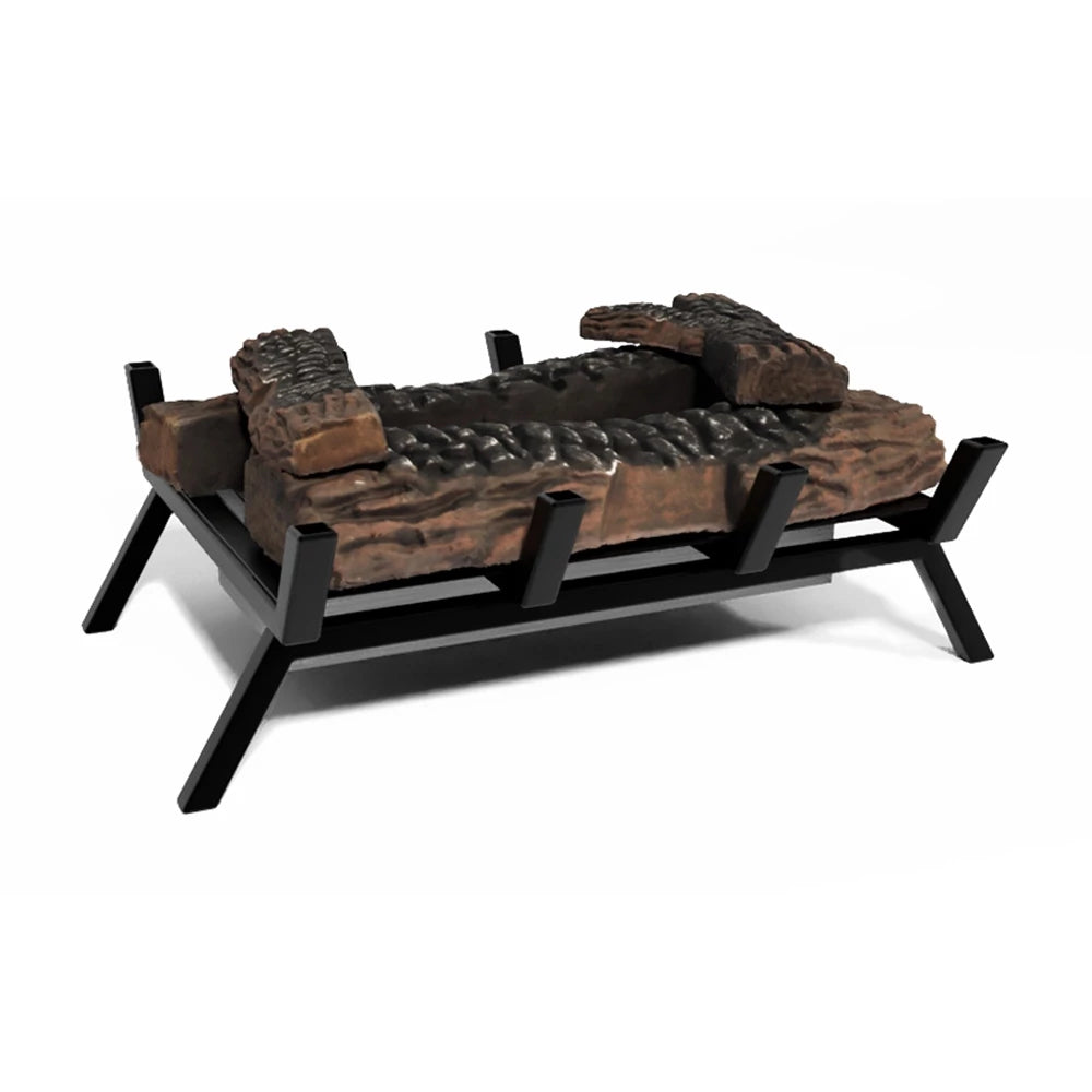 Freestanding Bioethanol Fire Grate M with ceramic wood, perfect for updating traditional fireplaces to modern setups.
