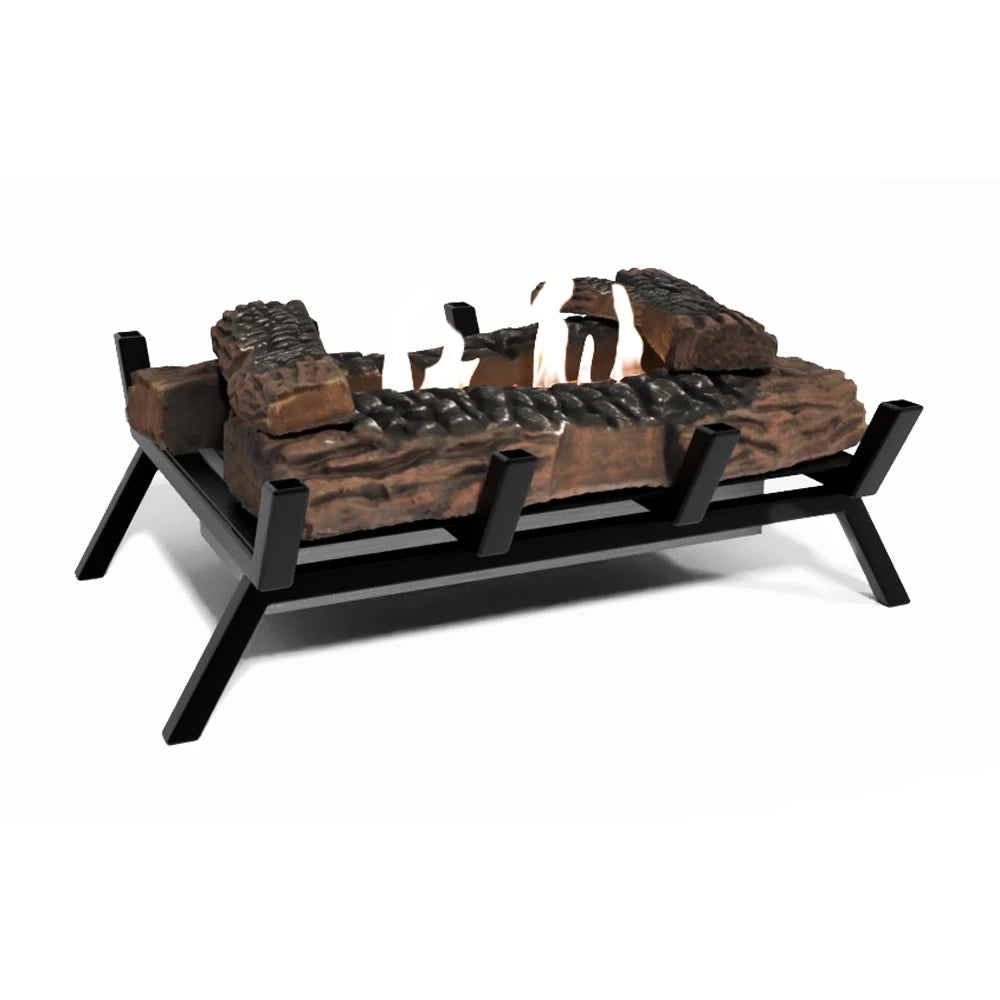 Freestanding Bioethanol Fire Grate M with ceramic wood, perfect for modernizing traditional fireplaces.
