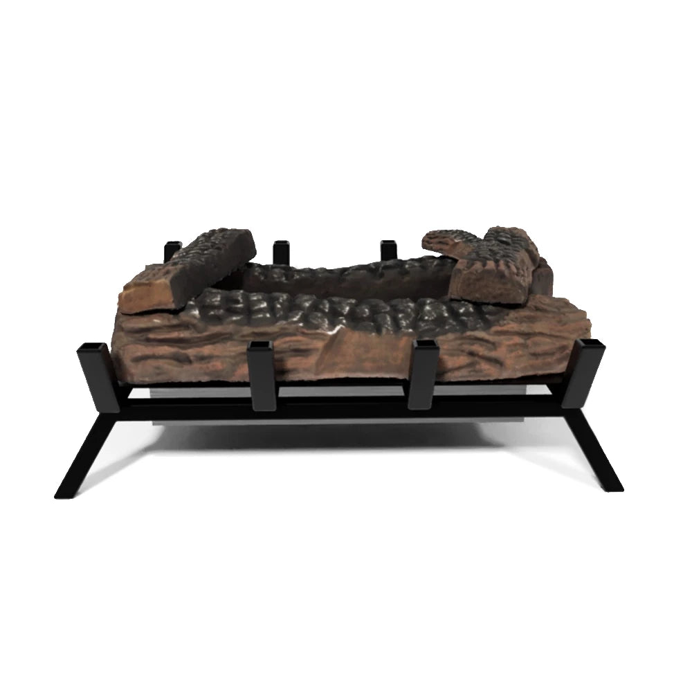 Freestanding Bioethanol Fire Grate M with ceramic logs, perfect for modernizing traditional fireplaces.