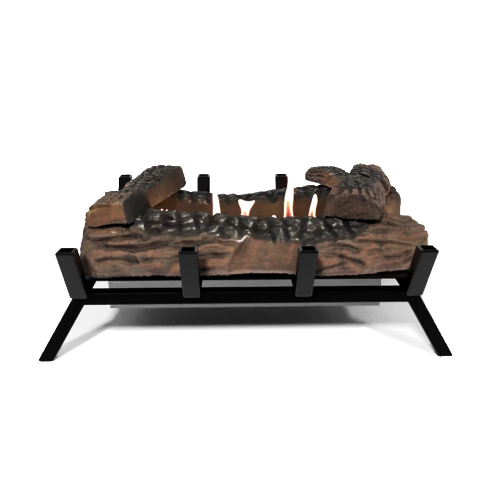 Freestanding Bioethanol Fire Grate M with ceramic wood, perfect for transforming traditional fireplaces.