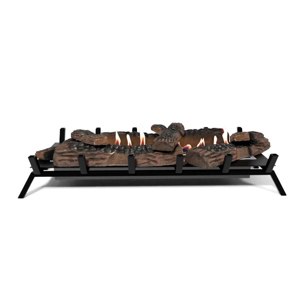 Bioethanol Fire Grate XL with ceramic wood, modern freestanding fireplace insert for a cozy atmosphere.
