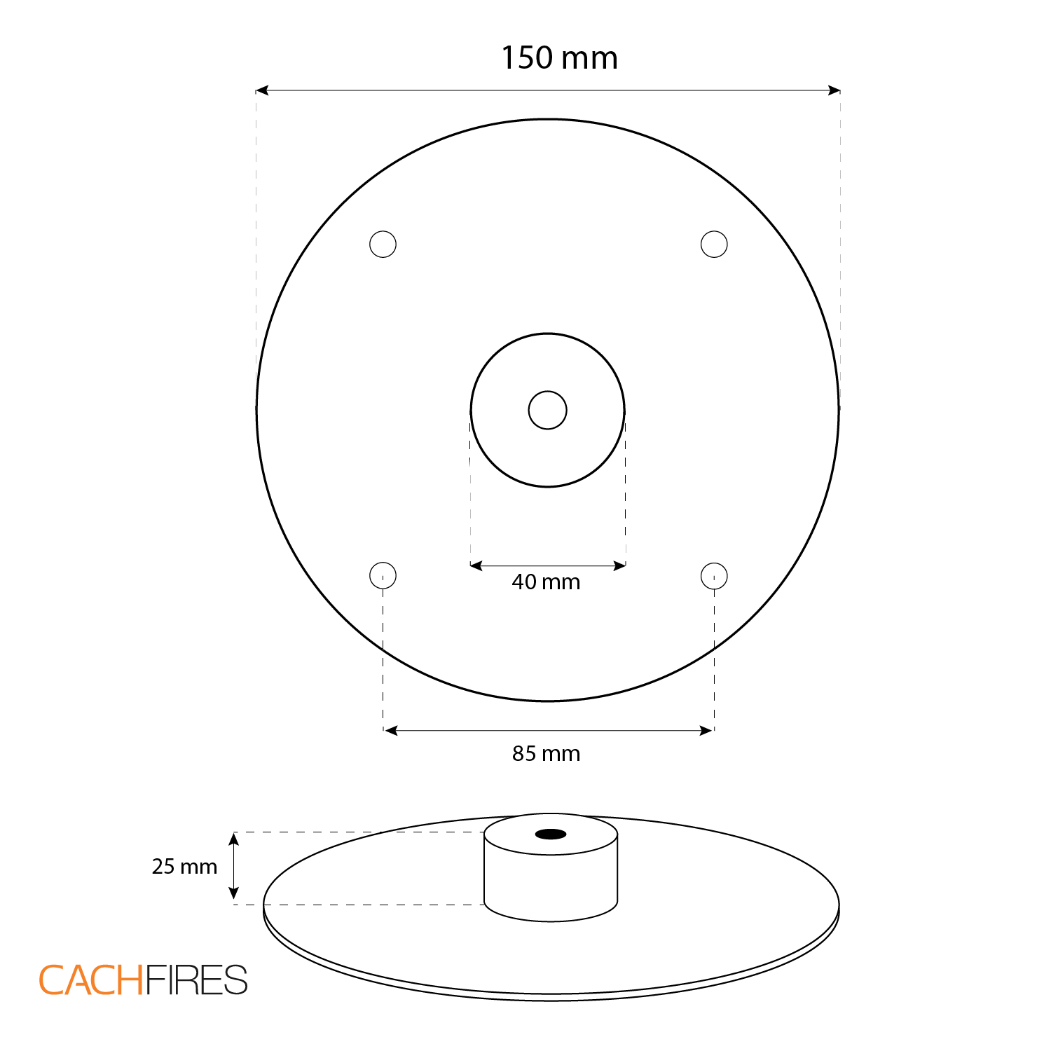 Ottawa/Halifax Ceiling bracket - Black