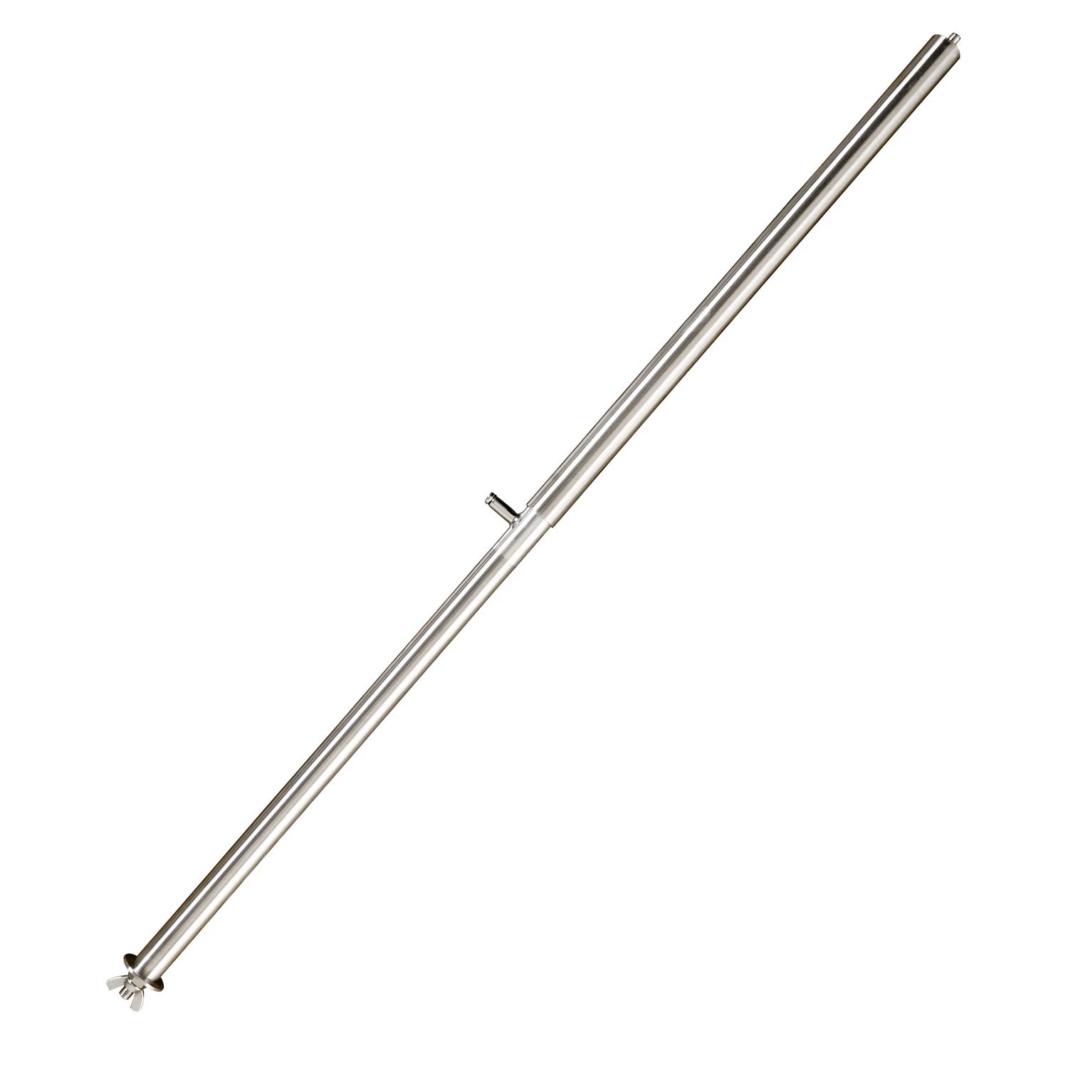 Cocoon Fires Adjustable Rod in polished steel, 147 cm long, ideal for versatile outdoor use.