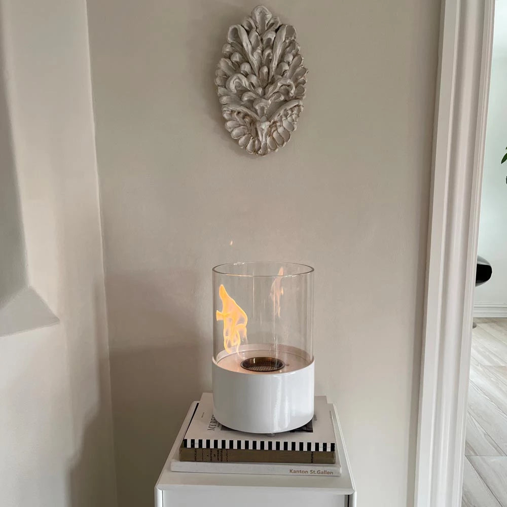 Kennington Round Tabletop Bioethanol Fireplace - White