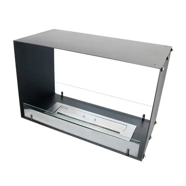 Modern bioethanol fireplace Foco Two 800 featuring a sleek design with tempered glass, efficient for bioethanol fuel fire.