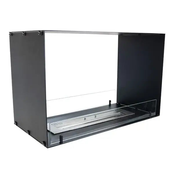 Sleek bioethanol fireplace Foco Two 800 design with tempered glass and stainless steel burner for cozy ambiance.