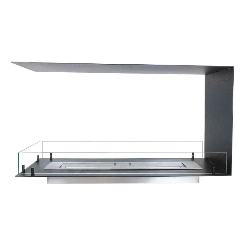 Sleek modern Fireplace Foco Room Divider 1000 with three-sided view and built-in ethanol burner, designed for eco-friendly heating.