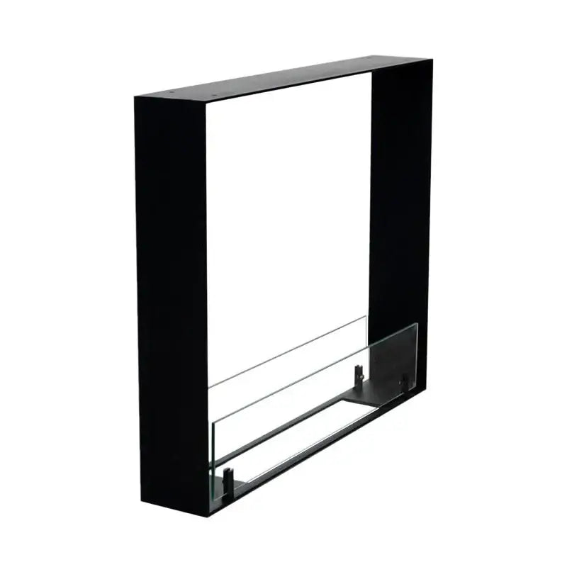Sleek black frame of the Fireplace Foco Two 600 Ultra Slim bioethanol fireplace insert with glass panels.