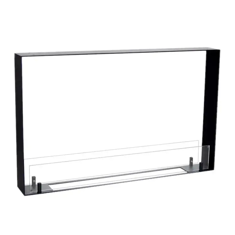 Slim bioethanol fireplace insert with glass and metal design, ideal for modern interiors.