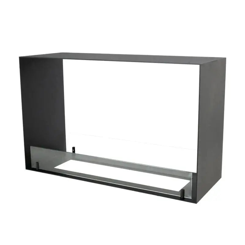 Bioethanol fireplace insert design, modern built-in fireplace for bioethanol fuel, sleek two-sided view.