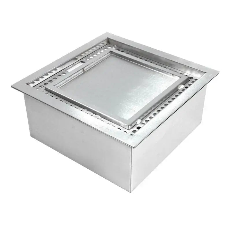 Square bioethanol burner insert, designed for DIY bio fireplace, 5L capacity, durable construction.