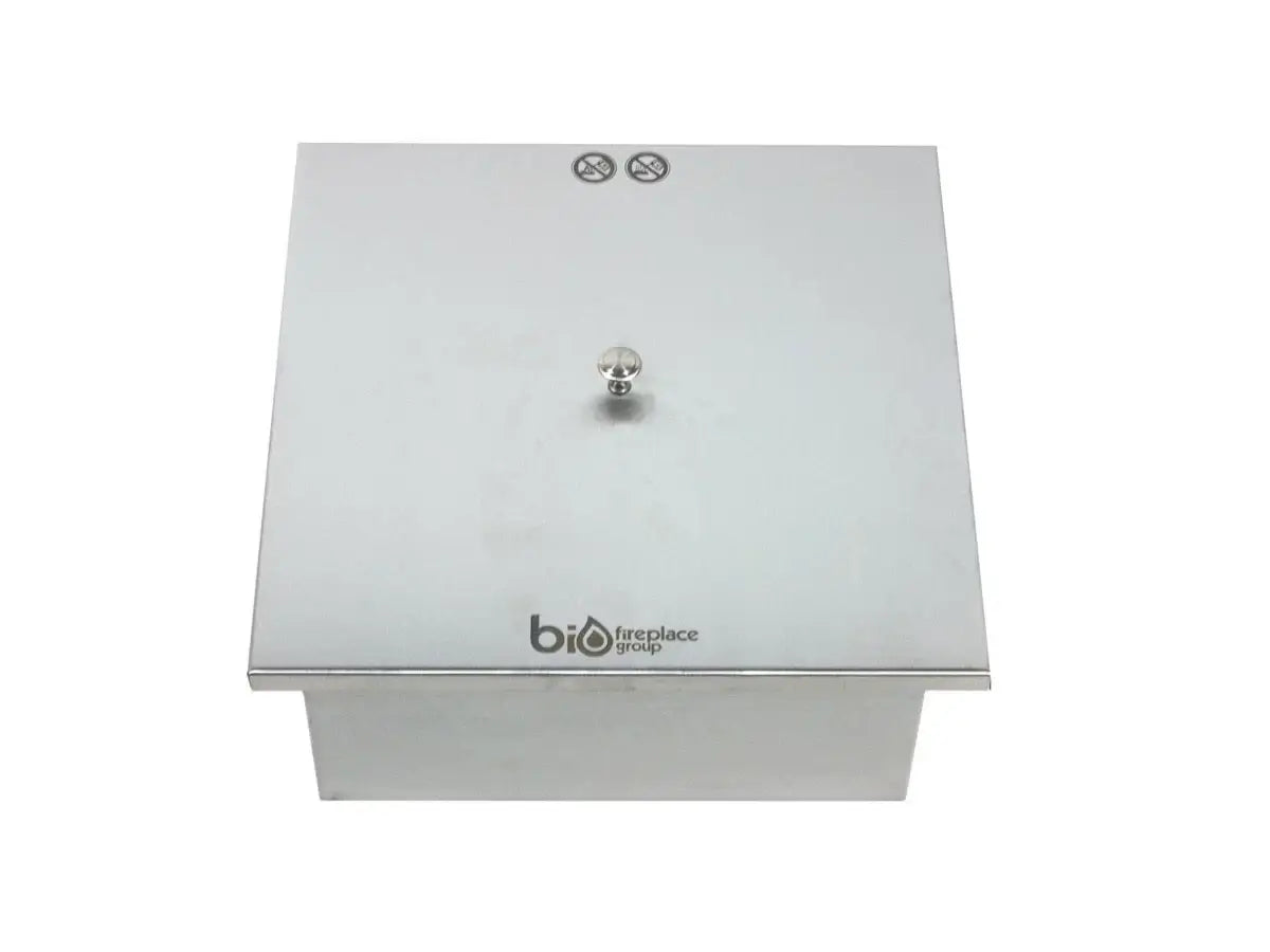 Square 5L bioethanol burner with stainless steel finish, perfect for creating a stylish indoor fireplace.