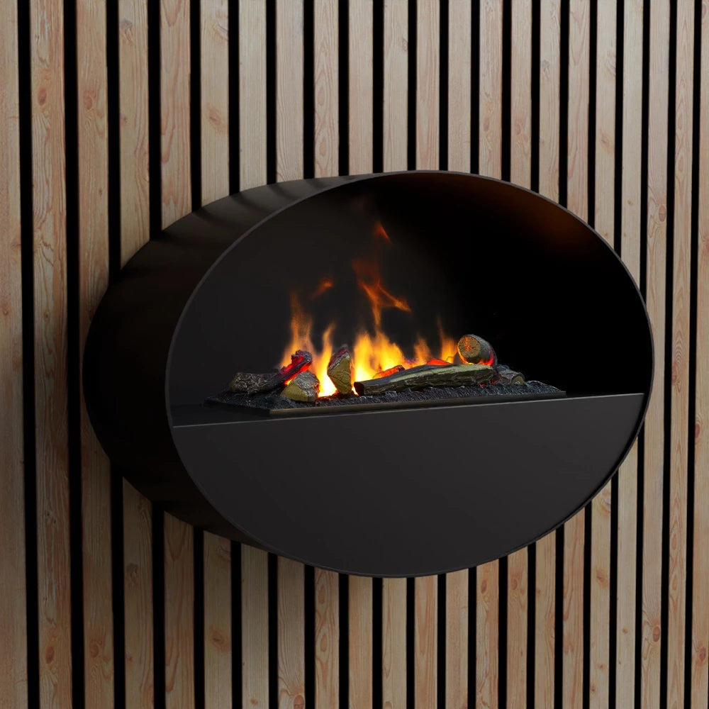 Kjos - Wall-mounted Water Vapour Fireplace in Black