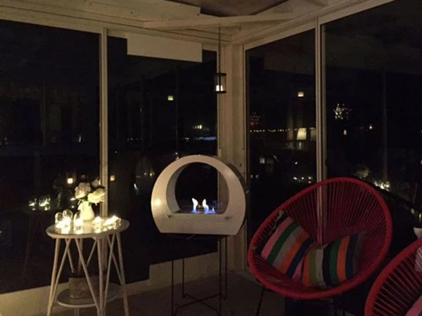 Bio Fireplace with Arch - White