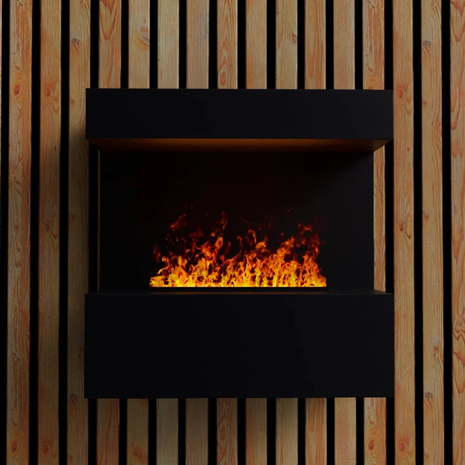 Late - Wall-mounted Water Vapour Fireplace in Black